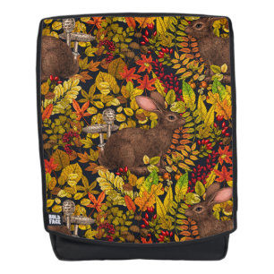 Herbstkaninchen auf schwarz rucksack