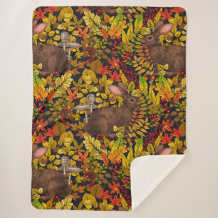 Herbstkaninchen auf schwarz sherpadecke