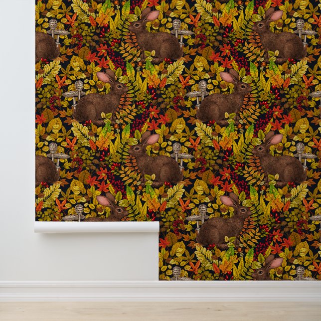 Herbstkaninchen auf schwarz tapete (Anwendung)