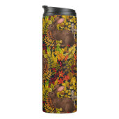 Herbstkaninchen auf schwarz thermosbecher (Nach rechts gedreht)