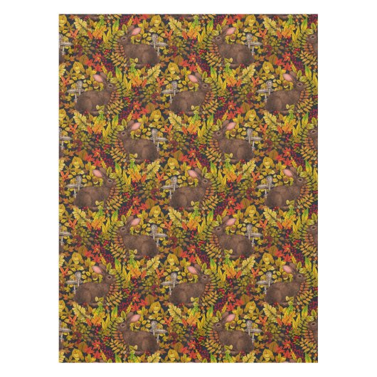 Herbstkaninchen auf schwarz tischdecke (Vorderseite)