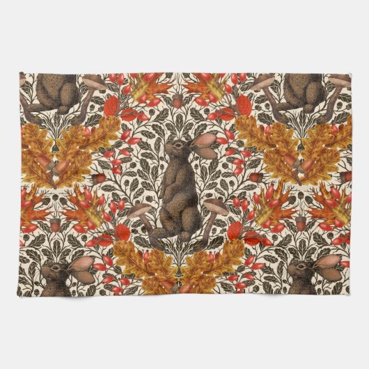 Herbstkaninchen auf weiß geschirrtuch (Horizontal)