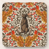 Herbstkaninchen auf weiß getränkeuntersetzer (Vorderseite)