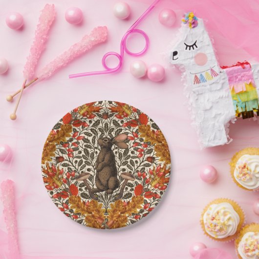 Herbstkaninchen auf weiß pappteller (Party)