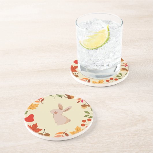 Herbstkaninchen Getränkeuntersetzer (Seite)