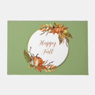 Herbstkaninchen und Kürbisse mit anpassbarem Text Fußmatte