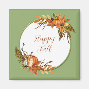 Herbstkaninchen und Kürbisse mit anpassbarem Text Magnet