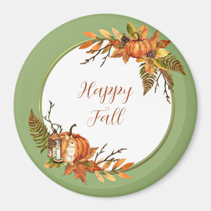 Herbstkaninchen und Kürbisse mit anpassbarem Text Magnet