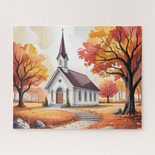 Herbstkapelle/Kirche Puzzle (Horizontal)