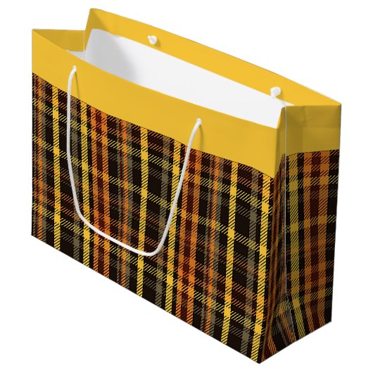 Herbstkariert große geschenktüte (Vorderseite Schrägansicht)