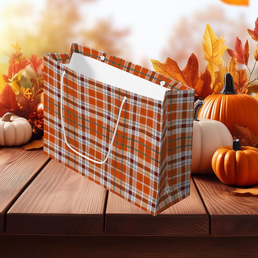 Herbstkariert Große Geschenktüte