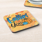 Herbstkarierter Erntedank Getränkeuntersetzer (Linke Seite)