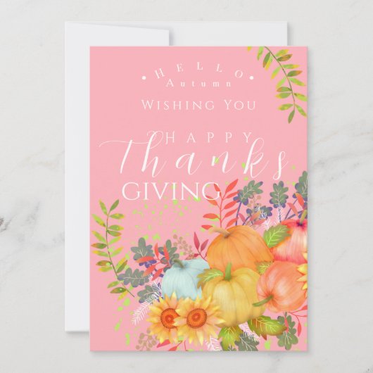 Herbstkarte Erntedank Rosa Grußkarte Karte (Vorderseite)