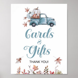 Herbstkarten und Geschenke Blue Lieferwagen LKW Pa Poster