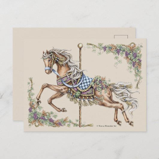 Herbstkarussell Zeichnend Postkarte (Vorne/Hinten)