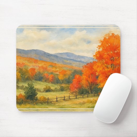 Herbstkatskill Berge Wasserfarbenwelt Landschaft Mousepad (Mit Mouse)