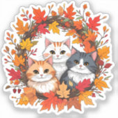 Herbstkatze Aufkleber (Vorderseite)