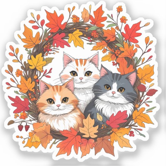 Herbstkatze Aufkleber (Vorderseite)