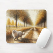 Herbstkatze, die die Straße hinunter geht Mousepad (Mit Mouse)