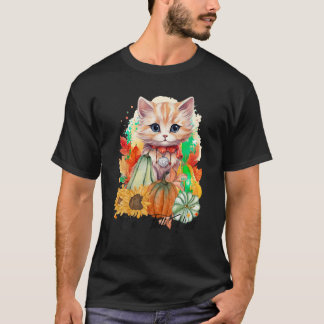Herbstkatze Es ist Herbst Y alle Pumpkins Herbst H T-Shirt