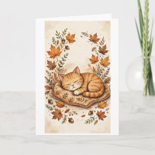Herbstkatze genießt ein Nickerchen Karte