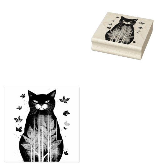 Herbstkatze Gummistempel (Stempel)