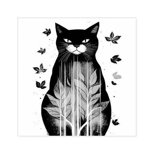 Herbstkatze Gummistempel (Prägung)