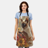 Herbstkatze mit Blume für den Erntedank Schürze (Getragen)