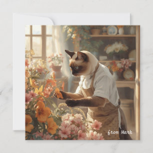 Herbstkatze mit Blume - Herbst Erntedank Feiertagskarte