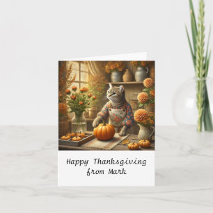 Herbstkatze mit Blume Herbstsaison Erntedank Karte