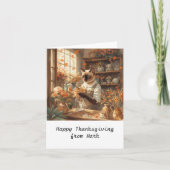 Herbstkatze mit Blume Herbstsaison Erntedank Karte (Vorderseite)