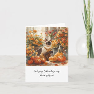 Herbstkatze mit Blume Herbstsaison Erntedank Karte
