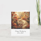 Herbstkatze mit Blume Herbstsaison Erntedank Karte (Vorderseite)