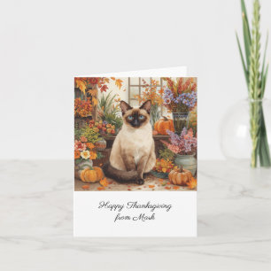 Herbstkatze mit Blume Herbstsaison Erntedank Karte