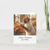 Herbstkatze mit Blume - Herbstsaison - Gruß Karte (Vorderseite)