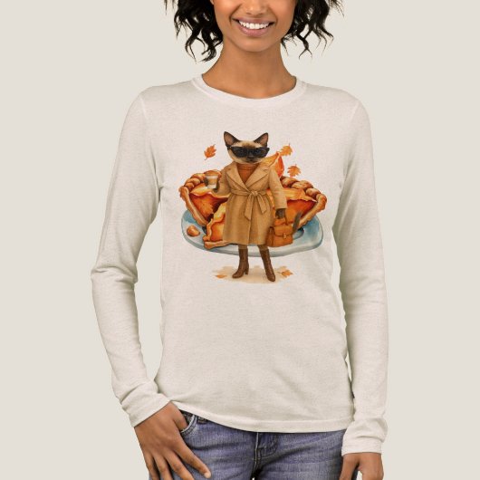 Herbstkatze mit der TÜRKEI für den Erntedank Tri-Blend Shirt (Vorderseite)