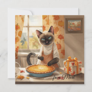 Herbstkatze mit Kürbiskuchen Herbstsaison Gruß Feiertagskarte