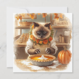 Herbstkatze mit Kürbiskuchen Herbstsaison Gruß Feiertagskarte