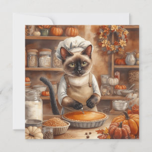 Herbstkatze mit Kürbiskuchen Herbstsaison Gruß Feiertagskarte