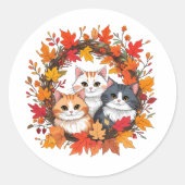 Herbstkatze Runder Aufkleber (Vorderseite)