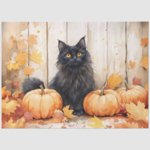 Herbstkatze und Kürbisse Decoupage Seidenpapier