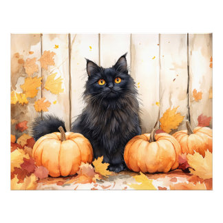 Herbstkatze und Pumpkins Fotodruck