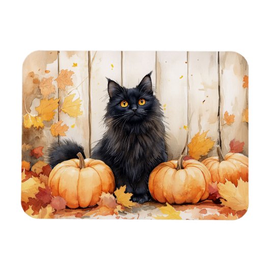 Herbstkatze und Pumpkins Magnet (Horizontal)