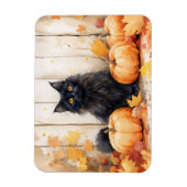 Herbstkatze und Pumpkins Magnet (Vertikal)