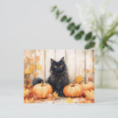 Herbstkatze und Pumpkins Postkarte (Stehend Vorderseite)