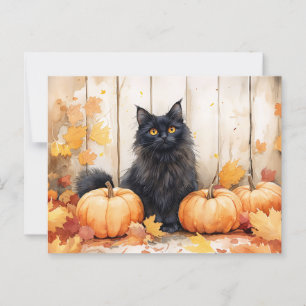 Herbstkatze und Pumpkins Postkarte