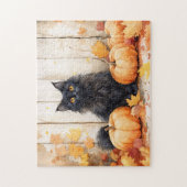 Herbstkatze und Pumpkins Puzzle (Vertikal)