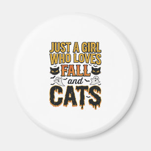 Herbstkatzen Halloween Mädchen Vintage Grafikdesig Magnet