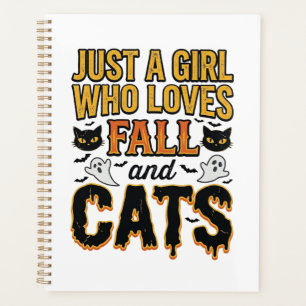 Herbstkatzen Halloween Mädchen Vintage Grafikdesig Planer