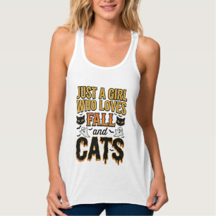 Herbstkatzen Halloween Mädchen Vintage Grafikdesig Tank Top